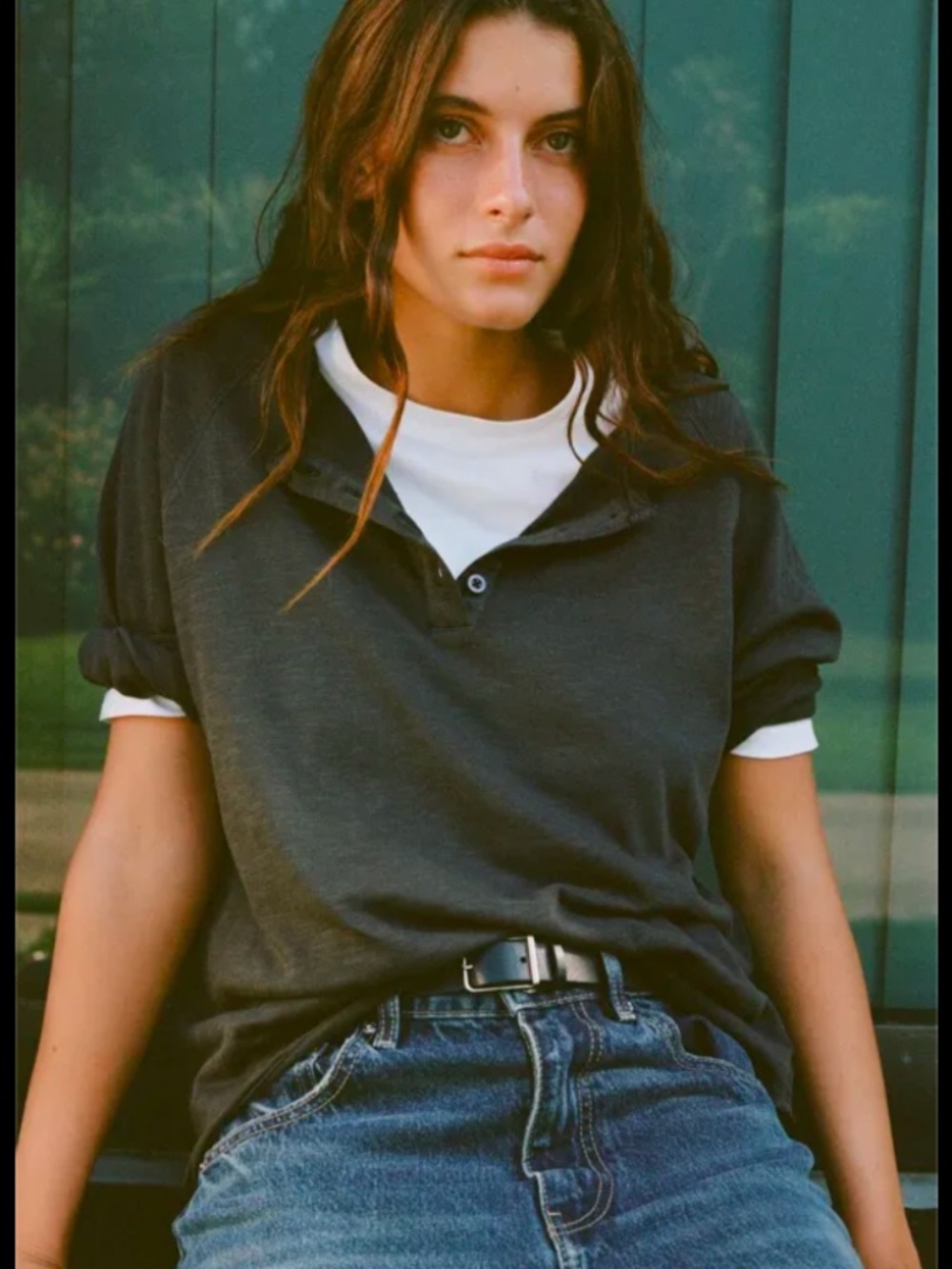 Zara M Washed Cotton Slub Top